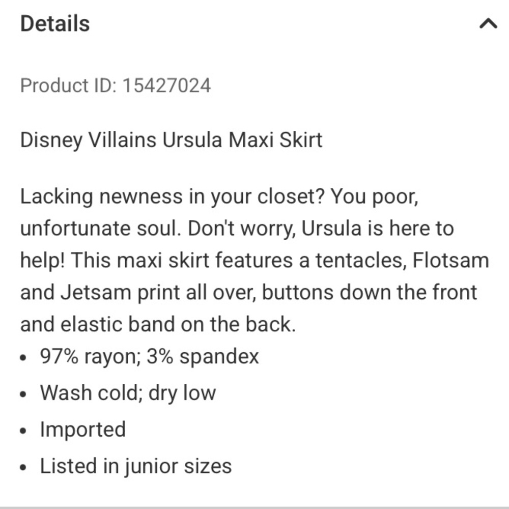 DISNEY VILLAINS URSULA MAXI SKIRT! - Picture 3 of 3